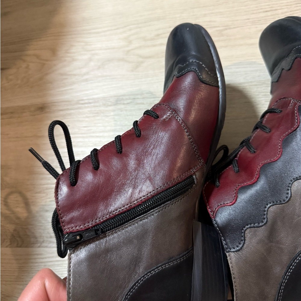 Remonte Patchwork Colorblock Leather Ankle Bootie… - image 3